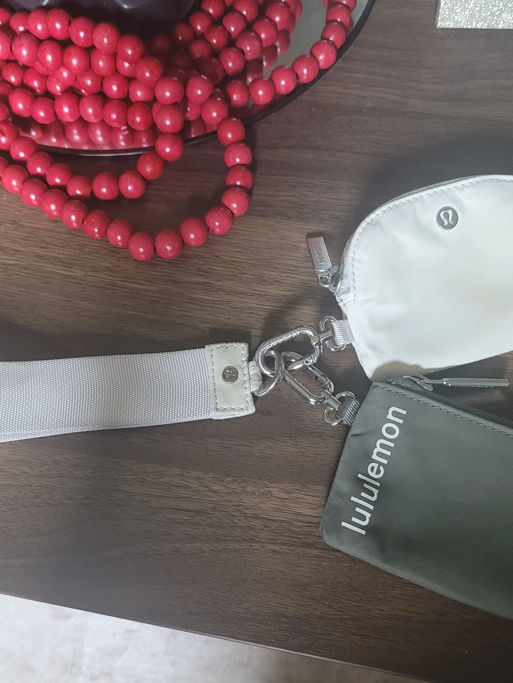lululemon athletica Olive and Cream Wristlet Keychain Set